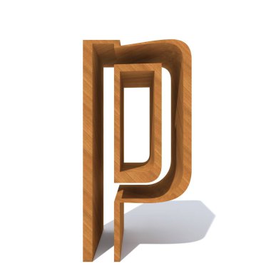 Mektup p beyaz arka plan üzerinde izole kavramsal ahşap kahverengi yazı tipi