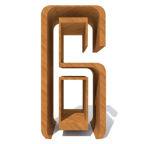 Conceptuele Houten Bruine Lettertype Van Nummer Geïsoleerd Witte Achtergrond — Stockfoto