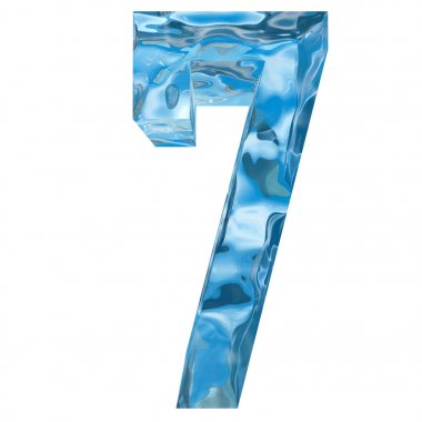 Kavramsal dekoratif mavi serin kristal donmuş sıvı numarası 7, kış sezonu yazı tipi 