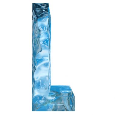 Kavramsal dekoratif mavi serin kristal donmuş sıvı mektup m, kış sezonu yazı tipi 