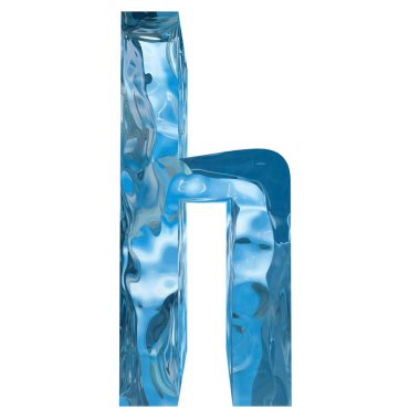 Kavramsal dekoratif mavi serin kristal donmuş sıvı mektup s, kış sezonu yazı tipi 