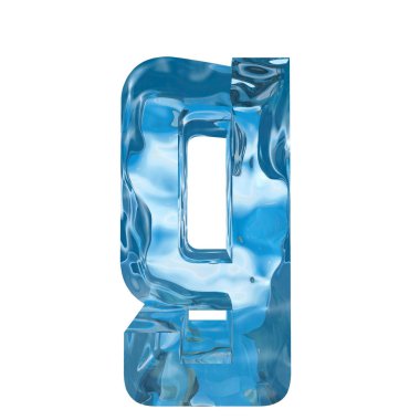 Kavramsal dekoratif mavi serin kristal donmuş sıvı mektup g, kış sezonu yazı tipi 