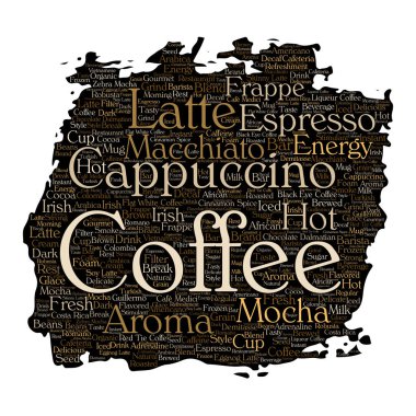 Kavramsal yaratıcı sıcak sabah İtalyan kahve molası boya fırça kelime bulutu