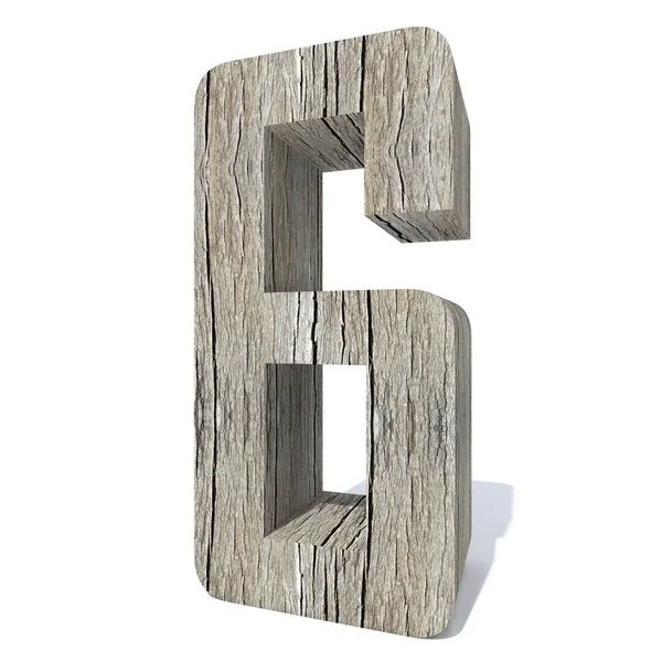 Conceptual Wooden Font Number Isolated White Background — Stock Photo, Image