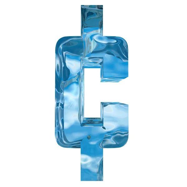 Conceptual Decorative Blue Cool Crystal Frozen Liquid Ghanaian Cedi Symbol — Stock Photo, Image
