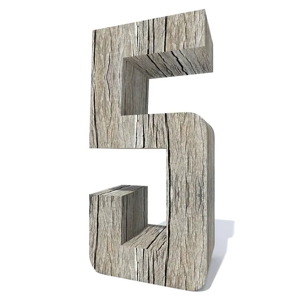 Conceptual Wooden Font Number Isolated White Background — Stock Photo, Image
