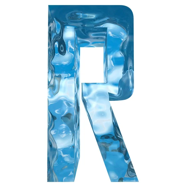 Conceptual Decorative Blue Cool Crystal Frozen Liquid Letter Winter Season — Stock Photo, Image