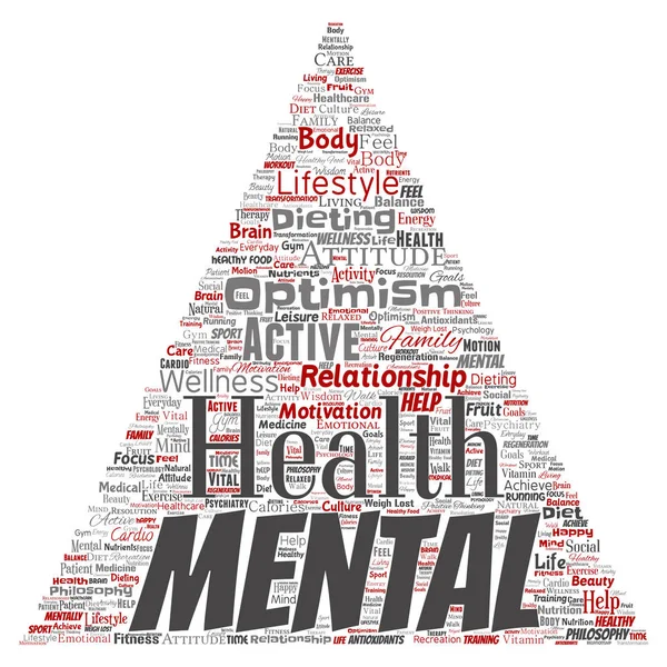 Konzeptionelle Psychische Gesundheit Dreieck Pfeilwortwolke — Stockfoto