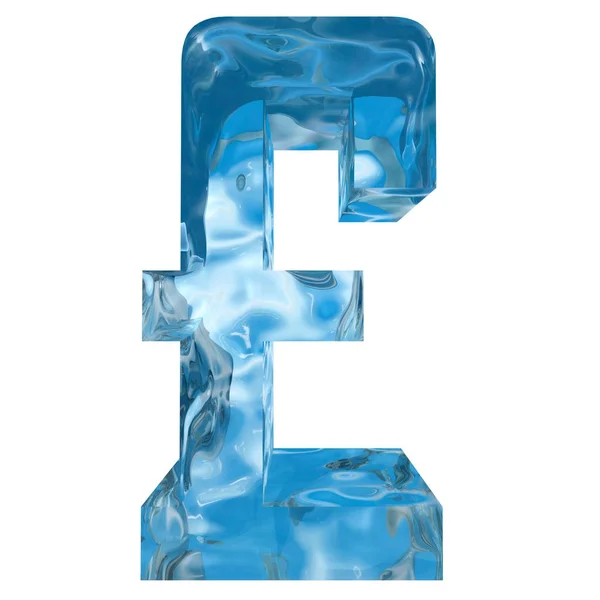 Konzeptionelle Dekorative Blaue Kühle Kristall Gefrorene Flüssigkeit Pfund Zeichen Wintersaison — Stockfoto