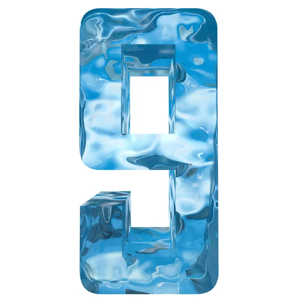 Koncepcyjne Ozdobny Kryształ Niebieski Zamrożone Płynne Numer Font Sezon Zimowy — Zdjęcie stockowe