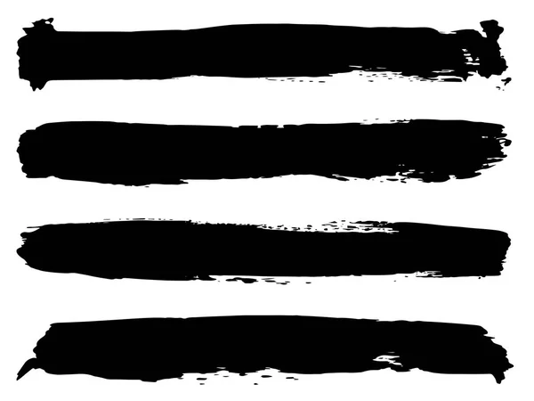 Artystyczny Nieczysty Czarny Farba Ręcznie Wykonane Creative Pędzla Ustawiona Białym — Wektor stockowy