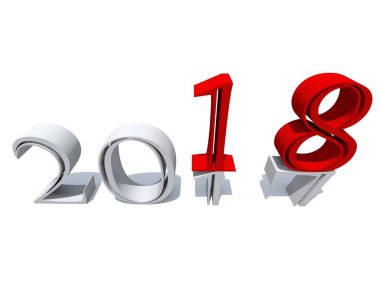 2018 beyaz ve kırmızı sembolü beyaz arka plan üzerinde sezon değişiklik saati izole mutlu yeni yıl arifesi  