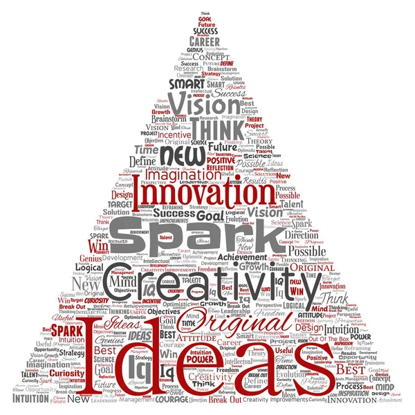 Conceptual Creative Ideas Triangle Arrow Word Cloud — Stock Photo, Image