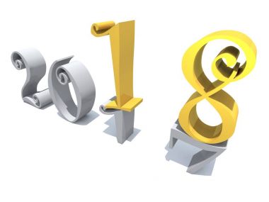 2018 beyaz ve sarı sembol beyaz arka plan üzerinde izole mutlu yeni yıl arifesi 