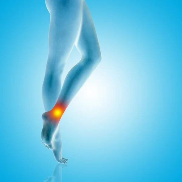 概念优美的女性腿部踝关节痛 疼痛的运动损伤概念 — 图库照片