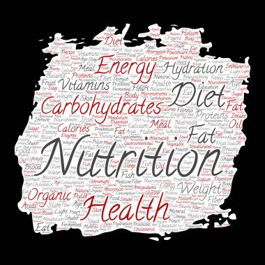 Kavramsal beslenme boya fırça kelime bulutu, vektör, illüstrasyon