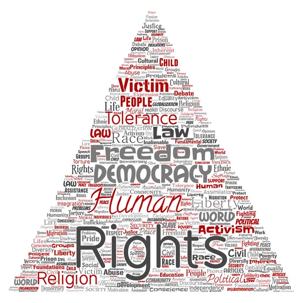 Concettuale dei diritti umani parola nube — Vettoriale Stock