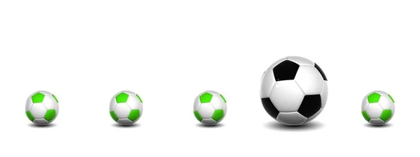Futball-labdák, elszigetelt fehér — Stock Fotó
