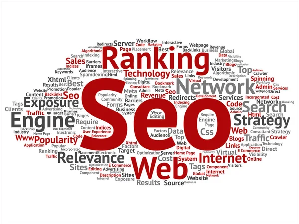 Search engine optimalisatie word cloud — Stockvector