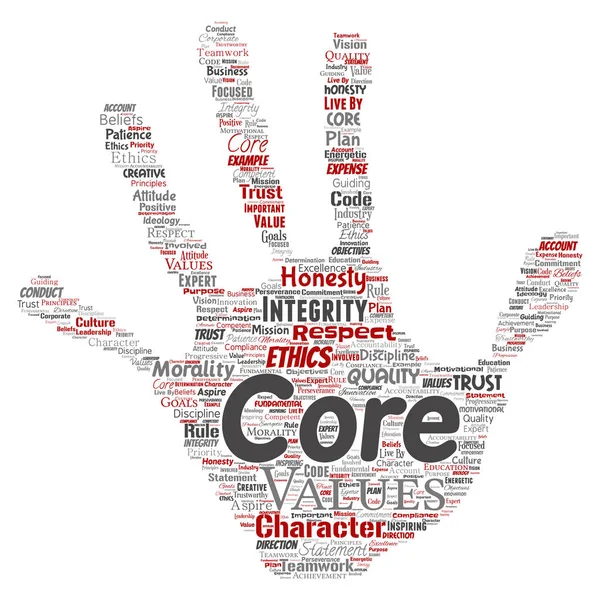 Conceptual core values  word cloud — Stock Vector