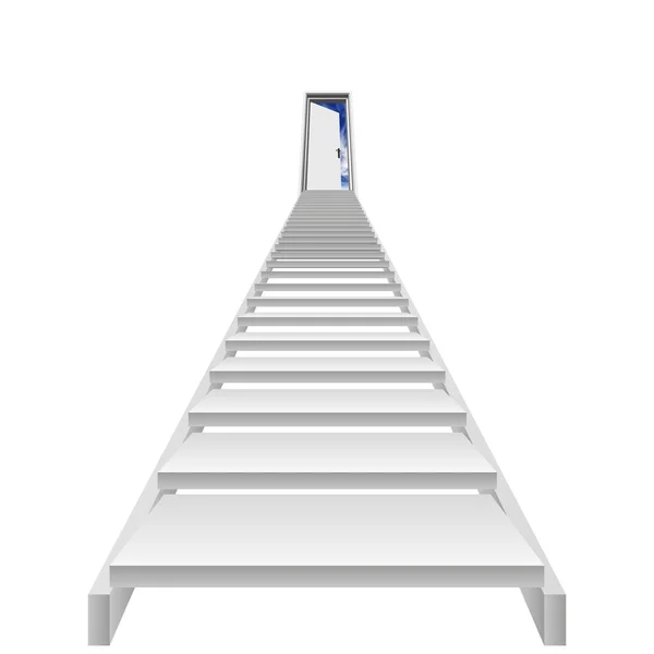 Concepto de alta resolución o escalera de hormigón blanco 3D conceptual aislada sobre fondo blanco, para diseños empresariales, de progreso, logros, crecimiento, carrera, éxito, desarrollo, fe, religión o visión —  Fotos de Stock