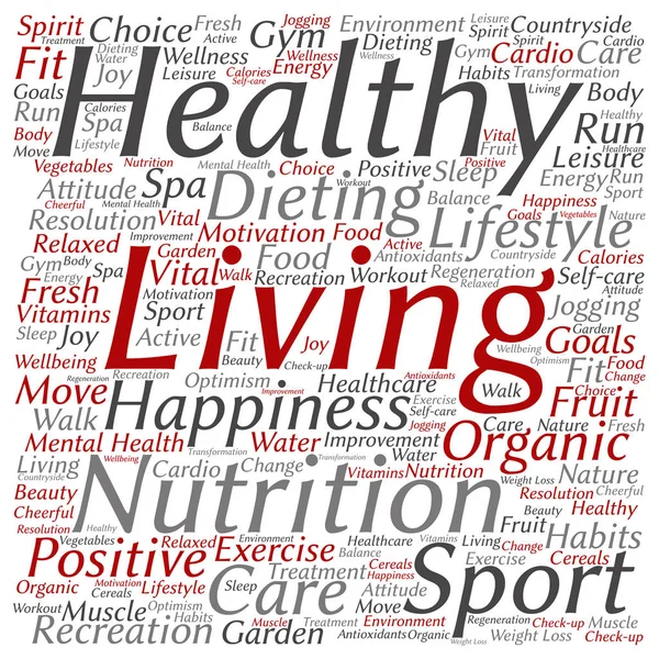 Koncepce Nebo Koncepční Zdravého Života Pozitivní Výživy Nebo Sportovní Slovo — Stockový vektor