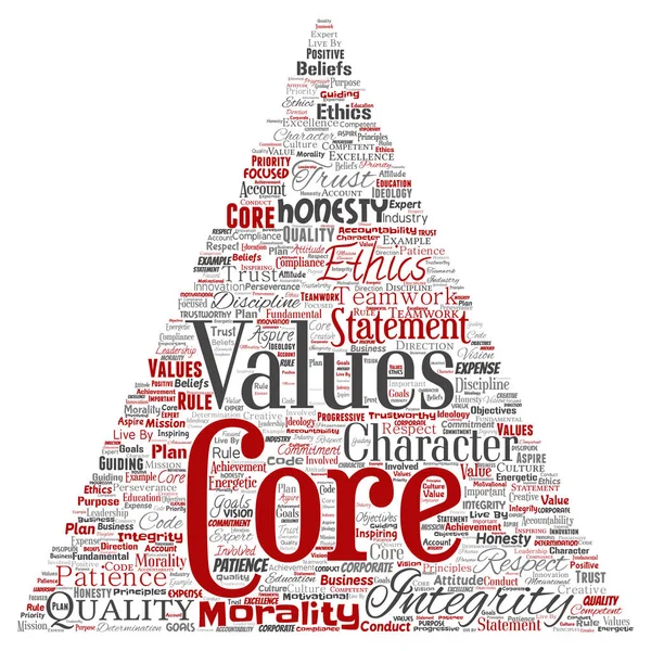 Vector Conceptual Core Values Integrity Ethics Triangle Arrow Concept Word — Stock Vector