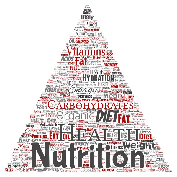 Vecteur Conceptuel Nutrition Santé Diète Triangle Flèche Mot Nuage Isolé — Image vectorielle