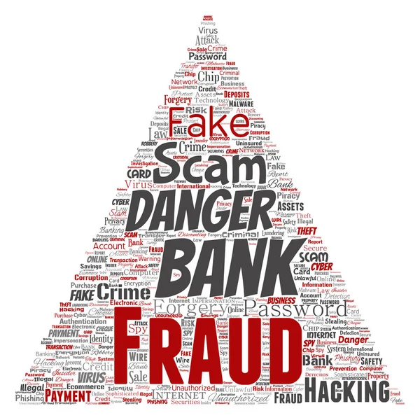 Vector Fraude Bancária Conceitual Fraude Pagamento Perigo Triângulo Seta Palavra — Vetor de Stock