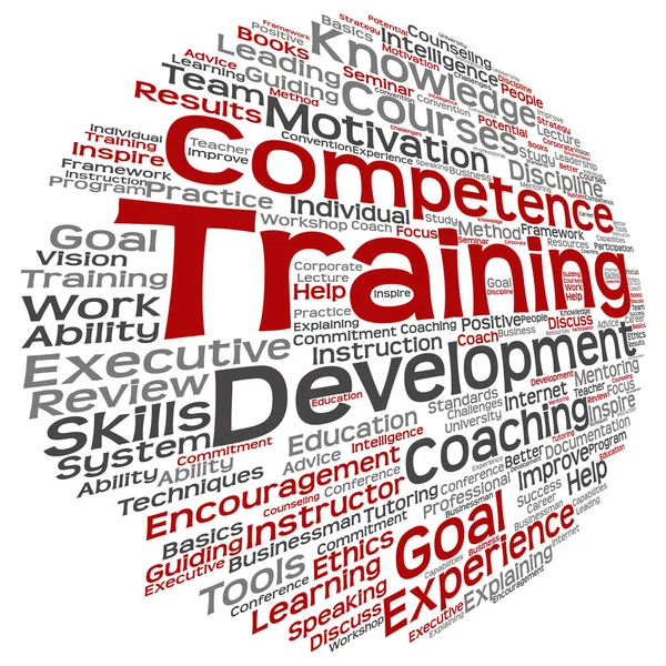 Konzept Oder Konzeptionelles Training Coaching Oder Lernen Studium Wortwolke Isoliert — Stockvektor