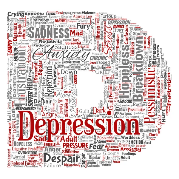Vector Conceptual Depression Mental Emotional Disorder Problem Letter Font Word — Stock Vector