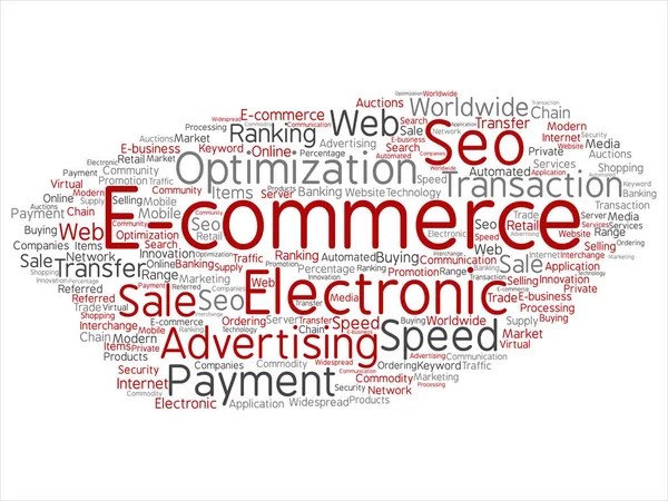 Koncepcja Lub Koncepcyjny Commerce Sprzedaż Elektronicznych Słowo Cloud Białym Tle — Wektor stockowy