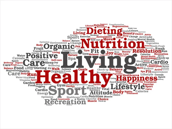 Concept Conceptual Healthy Living Positive Nutrition Sport Word Cloud Isolated — Stock Vector