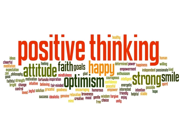 Concept Conceptual Positive Thinking Happy Strong Attitude Word Cloud Isolated — Stock Vector