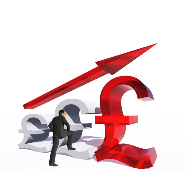 Businessman jumping over  pound symbol — Stock Photo, Image