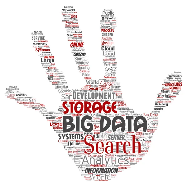 Conceptual Big Data Large Size Storage Systems Hand Print Stamp — Stock Photo, Image