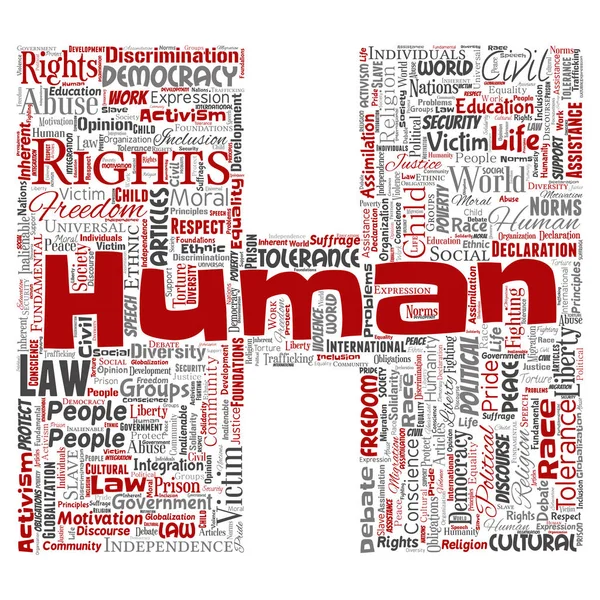 Conceptual Human Rights Political Freedom Democracy Letter Font Word Cloud — Stock Photo, Image