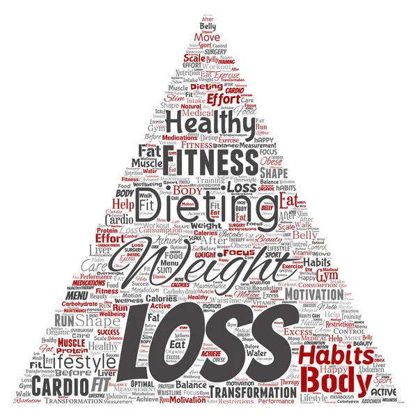 Conceptual weight loss healthy diet transformation triangle arrow word cloud isolated background. Collage of fitness motivation lifestyle, before and after workout slim body beauty concept