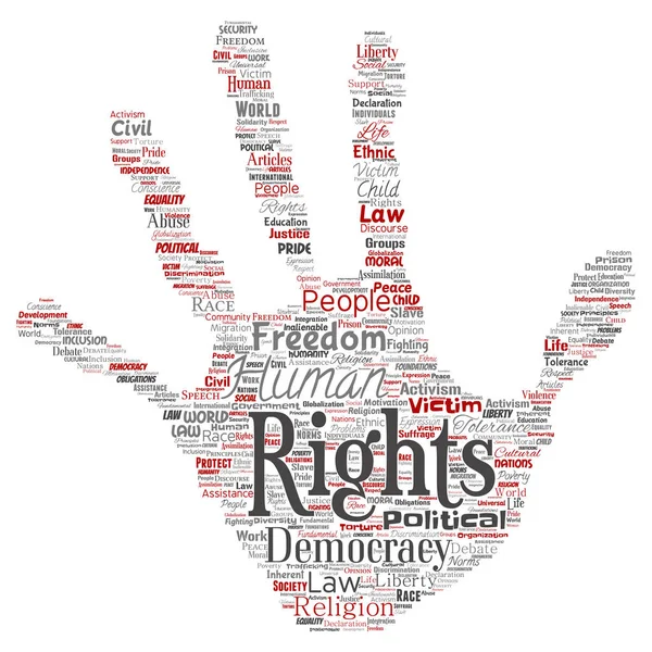 Εννοιολογική Ανθρωπίνων Δικαιωμάτων Πολιτική Ελευθερία Δημοκρατία Χέρι Εκτύπωσης Γραμματοσήμων Λέξη — Φωτογραφία Αρχείου