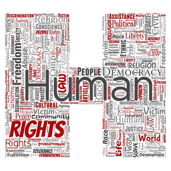 Begriffliche Menschenrechte Politische Freiheit Demokratie Buchstabe Wort Wolke Isolierten Hintergrund — Stockfoto