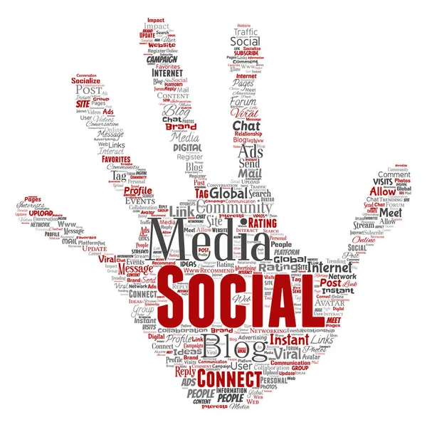 Εννοιολογική Μέσων Κοινωνικής Δικτύωσης Web Επικοινωνίας Μάρκετινγκ Τεχνολογίας Χέρι Εκτύπωσης — Φωτογραφία Αρχείου