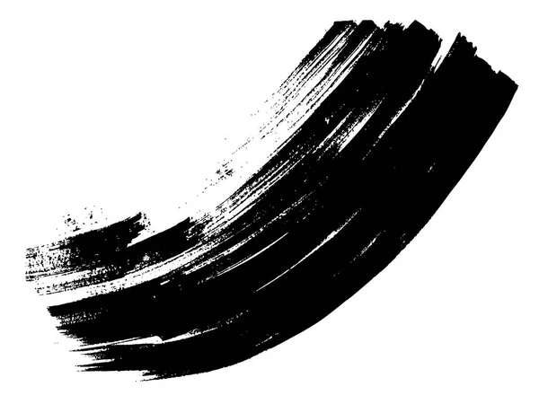 Широкий Штрих Чорної Фарби Або Чорнила Ізольовані Білому — стокове фото