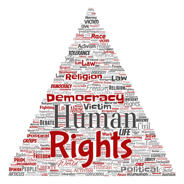 Conceptual Human Rights Political Freedom Democracy Triangle Arrow Word Cloud — Stock Photo, Image