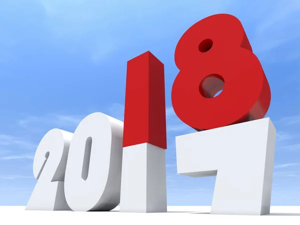 2018 Witte Rode Nieuwjaar Vooravond Voordat Blauwe Hemel Illustratie — Stockfoto
