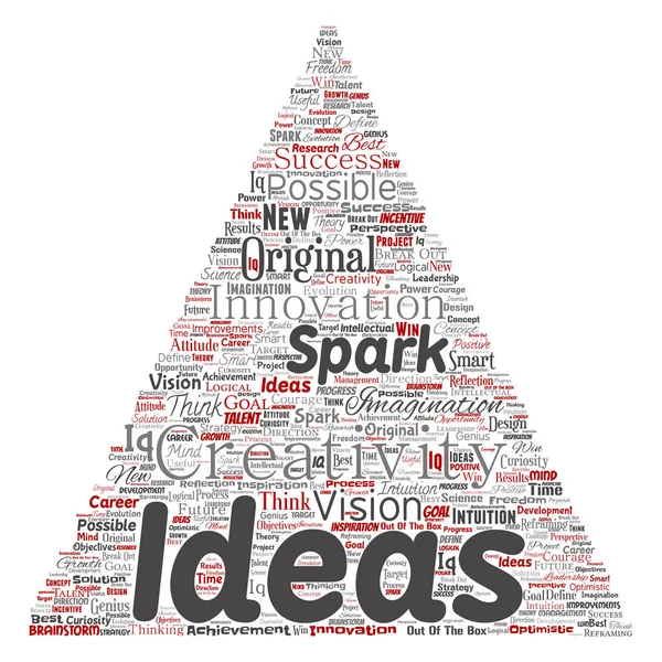 Conceptual Creative Idea Brainstorming Human Triangle Arrow Word Cloud Isolated — Stock Photo, Image