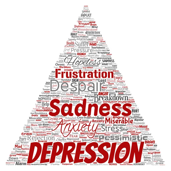 Depresi Konseptual Vektor Atau Gangguan Mental Masalah Segitiga Panah Kata - Stok Vektor