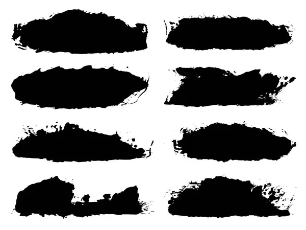Ensemble Pinceaux Créatifs Créatifs Peinture Noire Grunge Artistique Isolés Sur — Image vectorielle