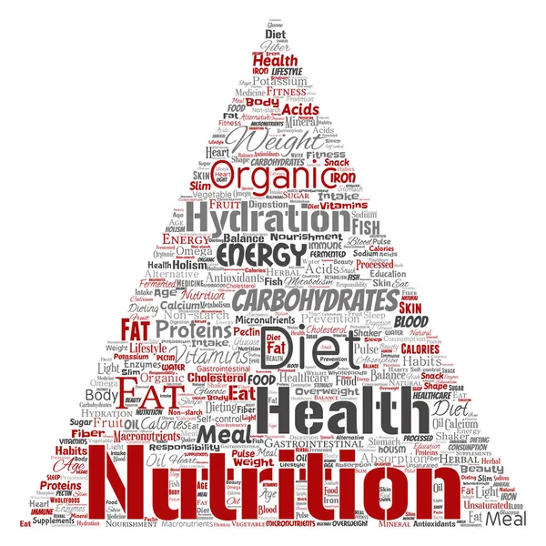 Vector Conceptual Nutrition Health Diet Triangle Arrow Word Cloud Isolated — Stock Vector