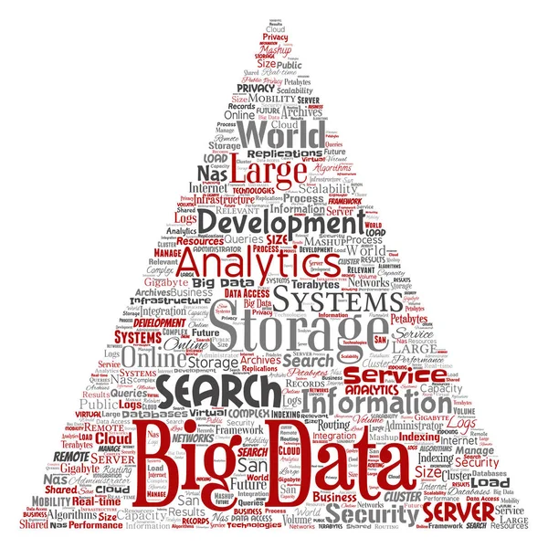 Vector Conceptual Big Data Sistemas Almacenamiento Gran Tamaño Triángulo Flecha — Vector de stock