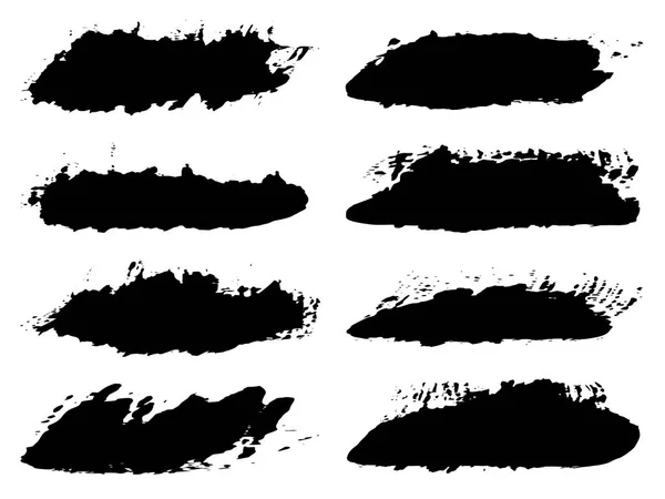Set Von Künstlerischen Grungy Schwarze Farbe Hand Gemacht Kreative Pinselstriche — Stockfoto